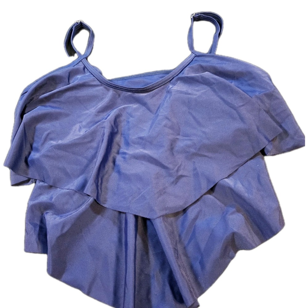 Womens Navy Tankini Top Small Fluttering Flounce Swimsuit 1-00698